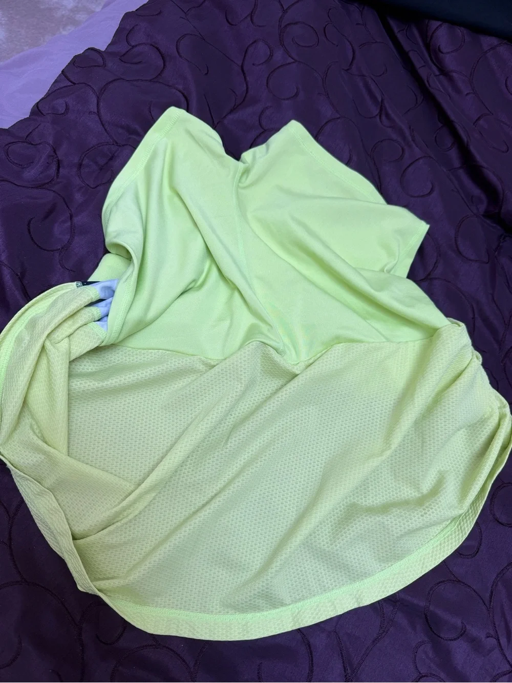 Fila neon yellow green mini skort w/ multicolor butterfly pattern